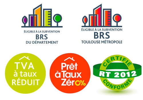 Subvention BRS département et Toulouse métropole,  Normes RT 2012, TVA réduite et PTZ 2025