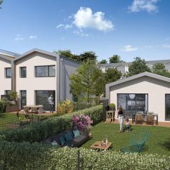 Jardin privatif d'une villa neuve de la Résidence Bertier à Montrabé, aménagement paysager moderne et cadre verdoyant